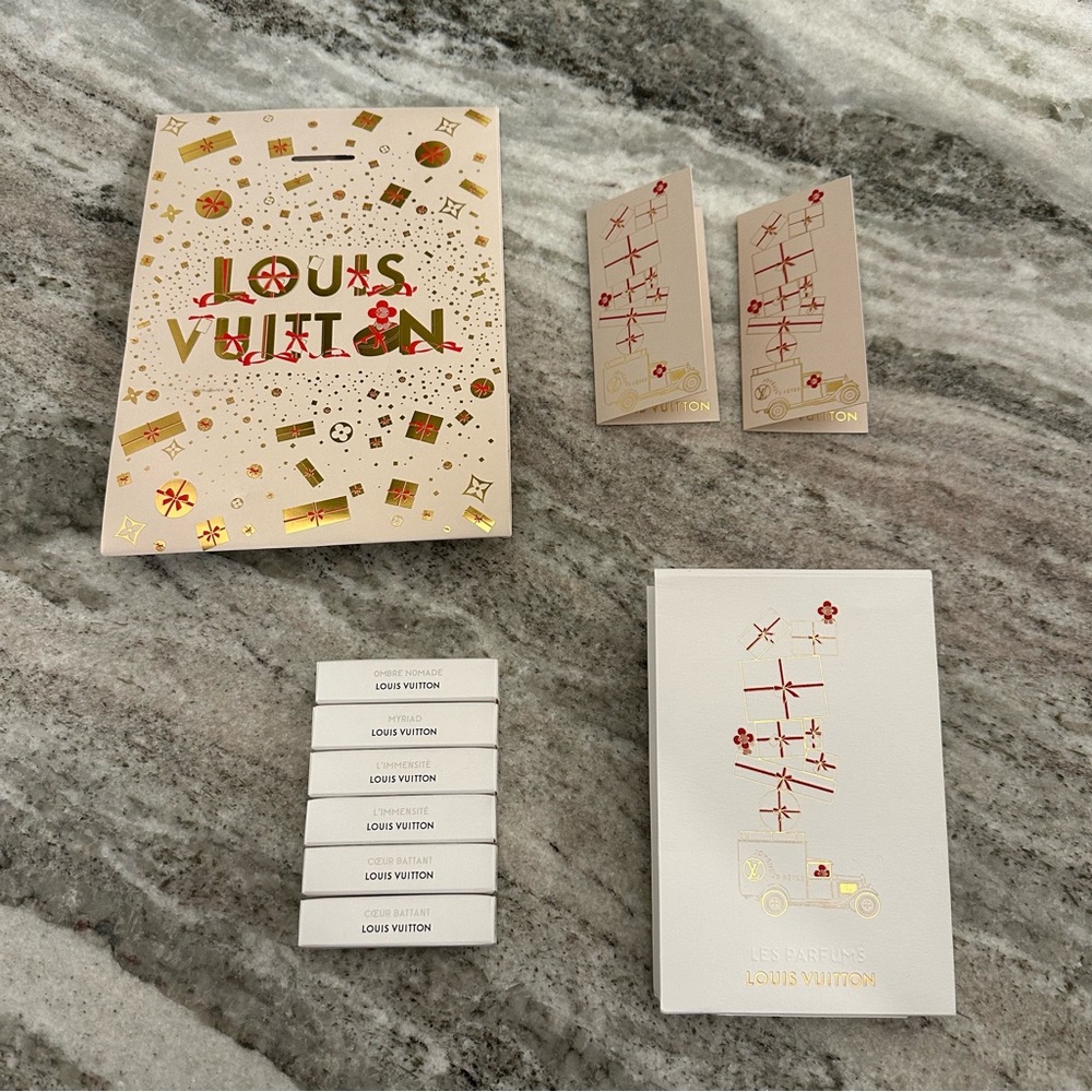 New - Louis Vuitton 6 perfume samples from Paris plus bag and box